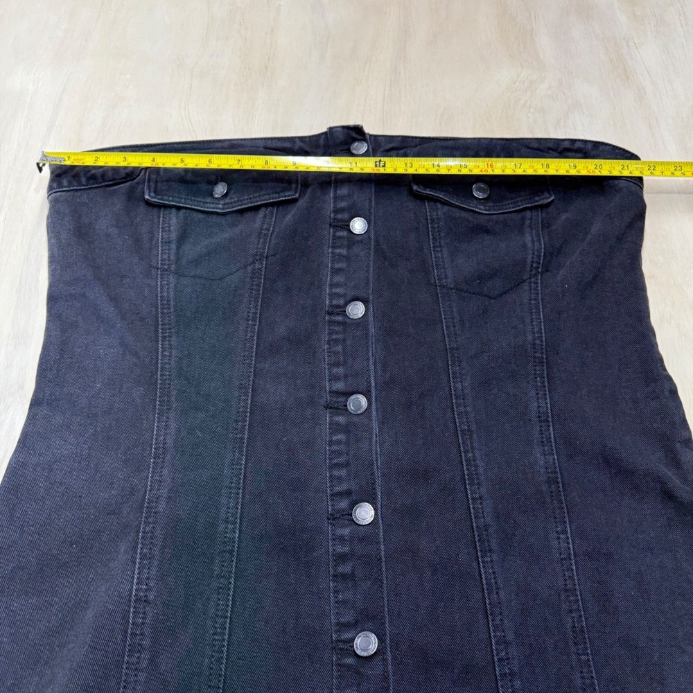PrettyLittleThing Plus Black Denim Corset Button Up Bodycon Dress US/16 UK/20 - Picture 9 of 11